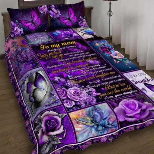 Personalized Daughter To Mom Butterfly Custom Name Quilt Bedding Set