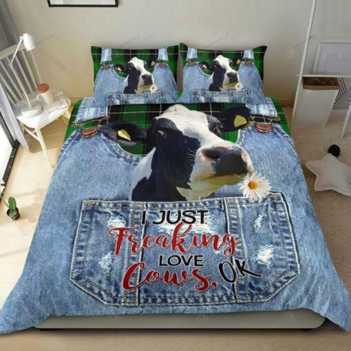 Cow I Just Freaking Love Cows Bedding Set Bed Sheets Spread Comforter Duvet Cover Bedding Sets