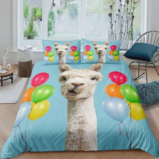 Llama And Balloons Bedding Set Bed Sheets Spread Comforter Duvet Cover Bedding Sets