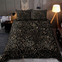 Alchemy Symbols Black Bedding Set Cotton Bed Sheets Spread Comforter Duvet Cover Bedding Sets