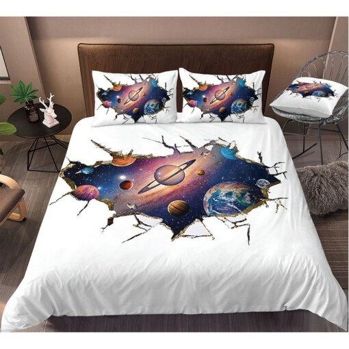 Space Planets Bedding Set Cotton Bed Sheets Spread Comforter Duvet Cover Bedding Sets