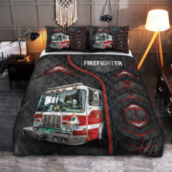 Fire Truck Carbon Pattern Quilt Bedding Set