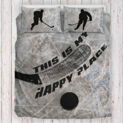 Hockey This Is My Happy Place Bedding Set Bed Sheets Spread Comforter Duvet Cover Bedding Sets