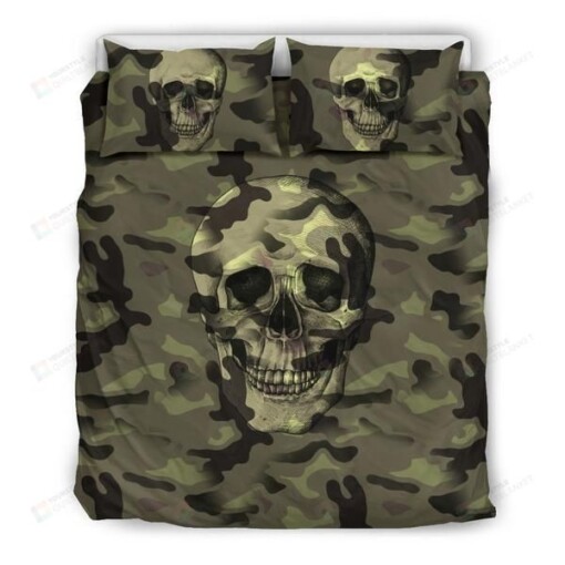 Camouflage Skull Bedding Set Bed Sheets Spread Comforter Duvet Cover Bedding Sets