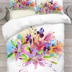 Watercolor Floral Bedding Set Cotton Bed Sheets Spread Comforter Duvet Cover Bedding Sets