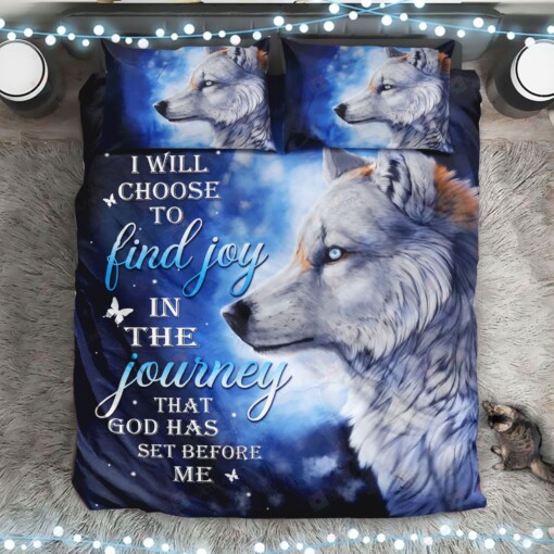 Wolf I Will Choose To Find Joy Bedding Set Bed Sheets Spread Comforter Duvet Cover Bedding Sets