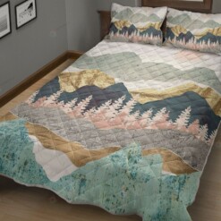 Hiking, Mountain Scenery Quilt Bed Sheets Spread Quilt Bedding Sets