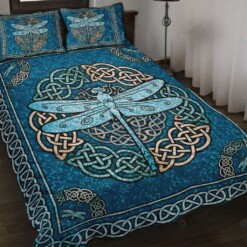 Dragonfly Celtic Grunge Quilt Bedding Set