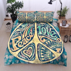 Hippie Peace Love Bedding Set Bed Sheets Spread Comforter Duvet Cover Bedding Sets