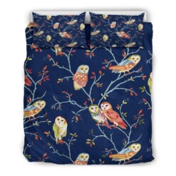 Owl Cotton Bed Sheets Spread Comforter Duvet Cover Bedding Sets