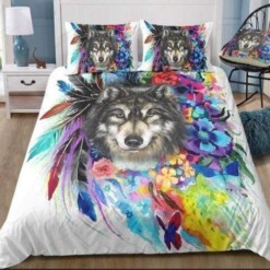 Mutilcolor Tribal Wolf Duvet Cover  Bedding Set