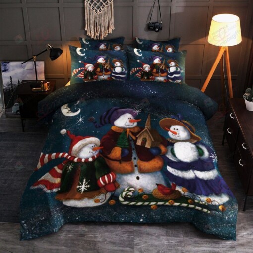 Snowman Merry Christmas Bedding Set Bed Sheets Spread Comforter Duvet Cover Bedding Sets