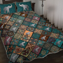 Elephant Mandala Pattern Quilt Bedding Set