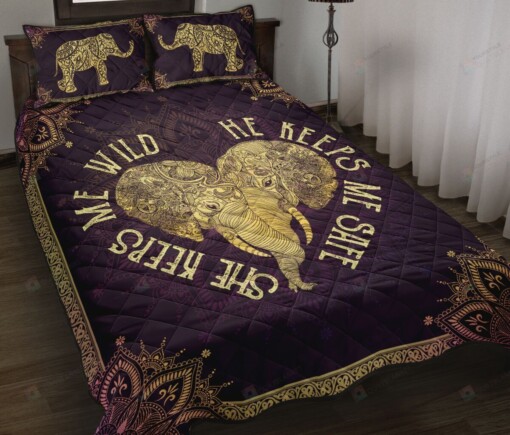 Elephant Mandala Delicate Purple Quilt Bedding Set