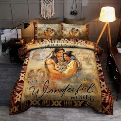 Native American Couple What A Wonderful World Bedding Set Bed Sheets Spread Comforter Duvet Cover Bedding Sets