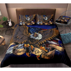 Eagle And American Flag Liberty Or Death Bedding Set Bed Sheets Spread Comforter Duvet Cover Bedding Sets