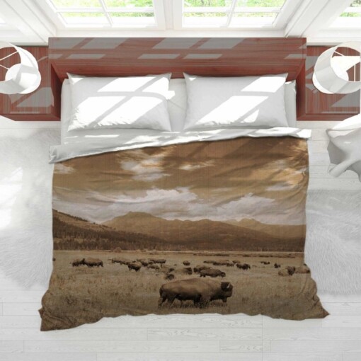 Bison Bed Sheets Spread Comforter Duvet Cover Bedding Sets