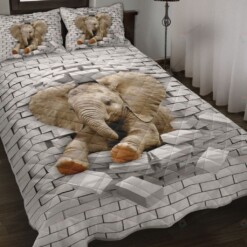 Elephant Broken Brick Quilt Bedding Set