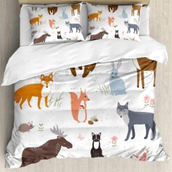 Animals White Bedding Set Bed Sheets Spread Comforter Duvet Cover Bedding Sets