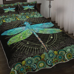 Dragonfly Abstract Floral Quilt Bedding Set