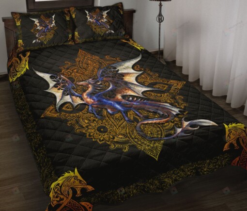 Dragon Floral Style Quilt Bedding Set