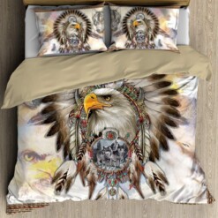 Native American Eagle And Grey Wolfs Dreamcatcher Bedding Duvet Cover Bedding Set