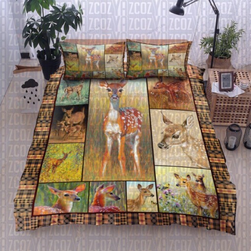 Deer Cotton Bed Sheets Spread Comforter Duvet Cover Bedding Sets