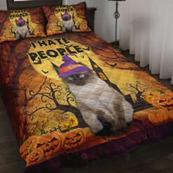 Siamese Cat Halloween Quilt Bedding Set