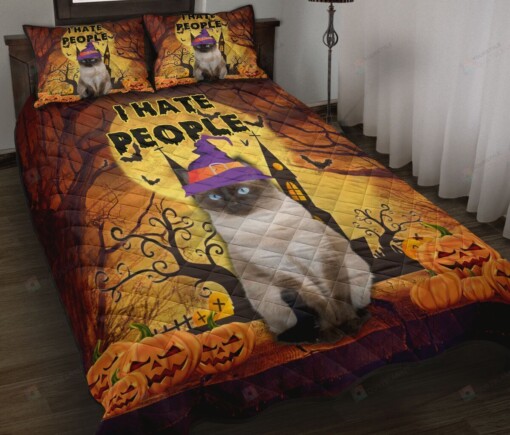 Siamese Cat Halloween Quilt Bedding Set