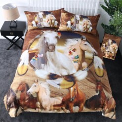 Dreamcatcher And Horses Bedding Set Bed Sheets Spread Comforter Duvet Cover Bedding Sets