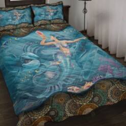 Mermaid Dolphin Quilt Bedding Set