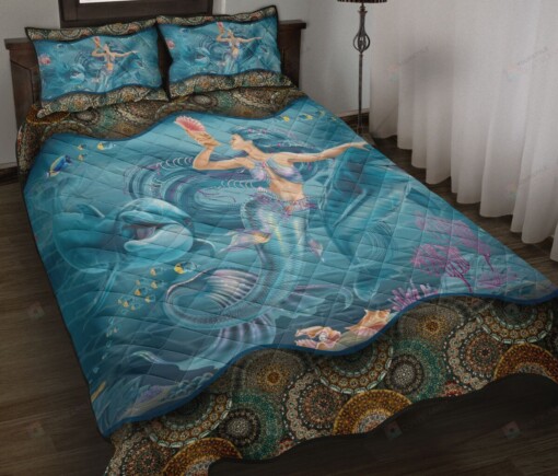 Mermaid Dolphin Quilt Bedding Set