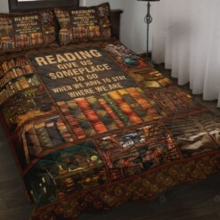 Reading Books Vintage Quilt Bedding Set