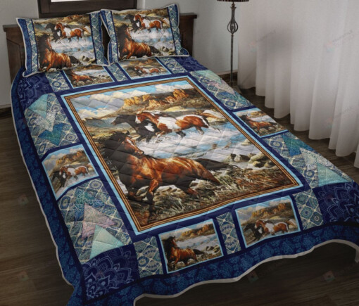 Horse Painting Mandala Quilt Bedding Set