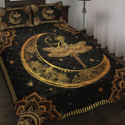 Dragonfly And Moon Star Quilt Bedding Set