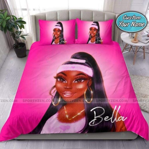 Black Sport Girl Bedding Personalized Custom Name Duvet Cover Bedding Set