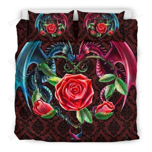 Dragon And Rose Quilt Bedding Set