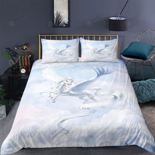 3D White Unicorn Bedding Set Bed Sheets Spread Comforter Duvet Cover Bedding Sets