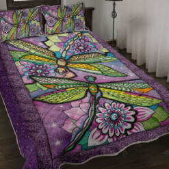 Dragonfly Flower Quilt Bedding Set