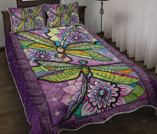 Dragonfly Flower Quilt Bedding Set