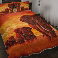 Elephant Sunset Quilt Bedding Set