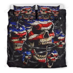 Patriotic Skulls Bedding Sets Bed Sheets Spread Comforter Duvet Cover Bedding Sets