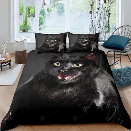 Black Cat Bedding Set Bed Sheets Spread Comforter Duvet Cover Bedding Sets