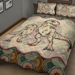 Dinosaur Family Mandala Quilt Bedding Set