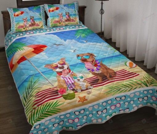 Pitbull - Beach Summer Quilt Bedding Set
