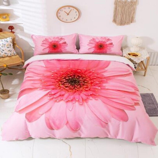 Pink Gerbera Flower Bedding Set Cotton Bed Sheets Spread Comforter Duvet Cover Bedding Sets