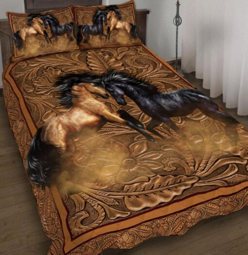 Brown And Black Horse Quilt Bedding Set Cotton Bed Sheets Spread Comforter Duvet Cover Bedding Sets