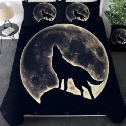 Howling Wolf Black Custom Name Duvet Cover Bedding Set