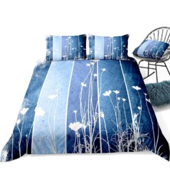 Flower Blue Pattern Bedding Set Bed Sheets Spread Comforter Duvet Cover Bedding Sets