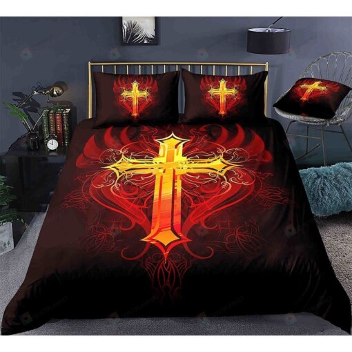 Easter Cross Bedding Set Cotton Bed Sheets Spread Comforter Duvet Cover Bedding Sets